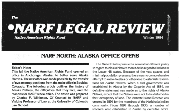 Narf 1984 Lr Native American Rights Fund Native American Rights Fund