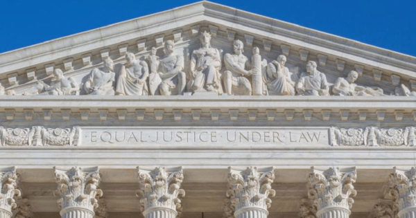 photo of the U.S. Supreme Court with text: Equal Justice Under Law