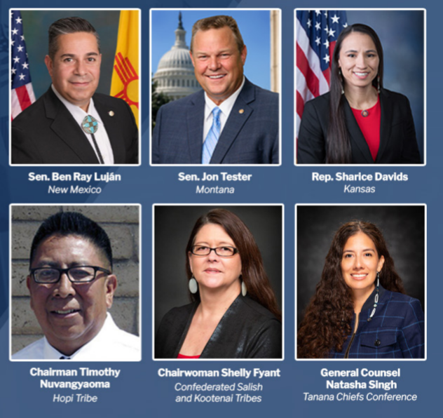 A listing of speakers with their photos for Native voting rights roundtable
